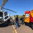 Fotos de Jovem é socorrido de helicóptero após batida entre carro e caminhão na rodovia PR-317, entre Maringá e Iguaraçu