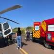 Fotos de Jovem é socorrido de helicóptero após batida entre carro e caminhão na rodovia PR-317, entre Maringá e Iguaraçu