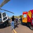 Fotos de Jovem é socorrido de helicóptero após batida entre carro e caminhão na rodovia PR-317, entre Maringá e Iguaraçu
