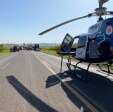 Fotos de Jovem é socorrido de helicóptero após batida entre carro e caminhão na rodovia PR-317, entre Maringá e Iguaraçu