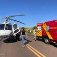 Fotos de Jovem é socorrido de helicóptero após batida entre carro e caminhão na rodovia PR-317, entre Maringá e Iguaraçu