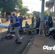 Fotos de Motociclista sofre traumatismo craniano após bater em poste em Sarandi