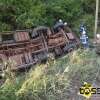 Fotos de Motorista morre após caminhão carregado de ração tombar