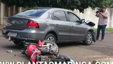 Fotos de Acidente entre moto e carro deixa homem gravemente ferido em Maringá