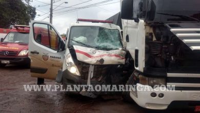 Fotos de Ambulância de Paiçandu se envolve em acidente gravíssimo na marginal da PR-323 em Maringá