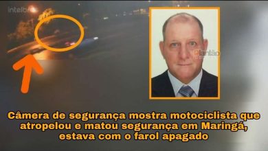 Fotos de Câmera de segurança mostra motociclista que atropelou e matou segurança em Maringá, estava com o farol apagado
