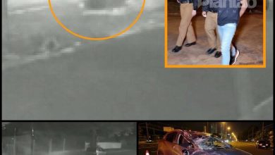 Fotos de Câmeras flagram criminoso em fuga e capotando carro roubado durante perseguição, em Maringá; vídeo