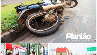 Fotos de Caminhão bate em moto e deixa motociclista gravemente ferido em Maringá; o motorista fugiu sem prestar socorro