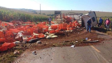 Fotos de Caminhão 'passa por cima' de palio em acidente