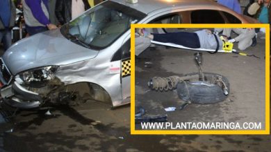 Fotos de Carro desgovernado bate em três veículos estacionados e atropela dois motoristas do Uber em Maringá