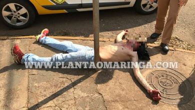 Fotos de Jovem é atingido por golpes de espada na manhã de hoje em Maringá - por pouco que a vítima não perdeu a vida!!!
