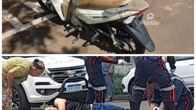 Fotos de Moto utilizada em roubo que terminou com ladrão baleado, é localizada pela Polícia Militar de Maringá