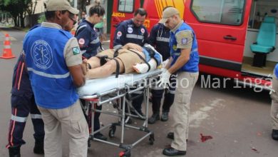 Fotos de Motociclista é socorrido com ferimentos graves após acidente na Avenida São Paulo em Maringá