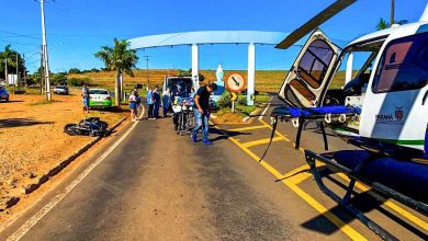 Fotos de Motociclista é socorrido de helicóptero após acidente na manhã deste domingo