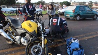 Fotos de Motociclista tem pescoço cortado por linha com cerol em Maringá