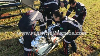 Fotos de Motociclistas sofrem acidente após perder controle de moto ao passar por buraco na rodovia PR-317 entre Santa Fé e Iguaraçu