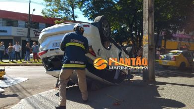 Fotos de Motorista segue instruções do gps e causa acidente na Avenida Paraná em Maringá