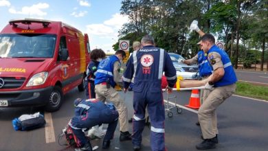 Fotos de Pneu de moto fura e provoca grave acidente em rodovia de Maringá