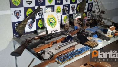 Fotos de Polícia Militar apreende várias armas e munições após filho ameaçar a própria mãe em Maringá