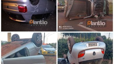 Fotos de Três capotamentos são registrados em Maringá, neste domingo