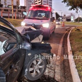 Fotos de Árvore parte ao meio após ser atingida por carro em Maringá