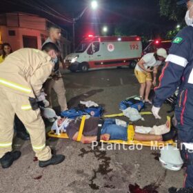 Fotos de Motociclista é intubado após avançar preferencial e bater contra carro em Maringá