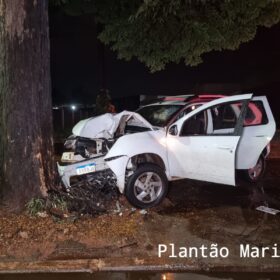 Motorista sofre ferimentos graves após bater carro contra árvore em Maringá Foto 1 Fotos de Motorista sofre ferimentos graves após bater carro contra árvore em Maringá