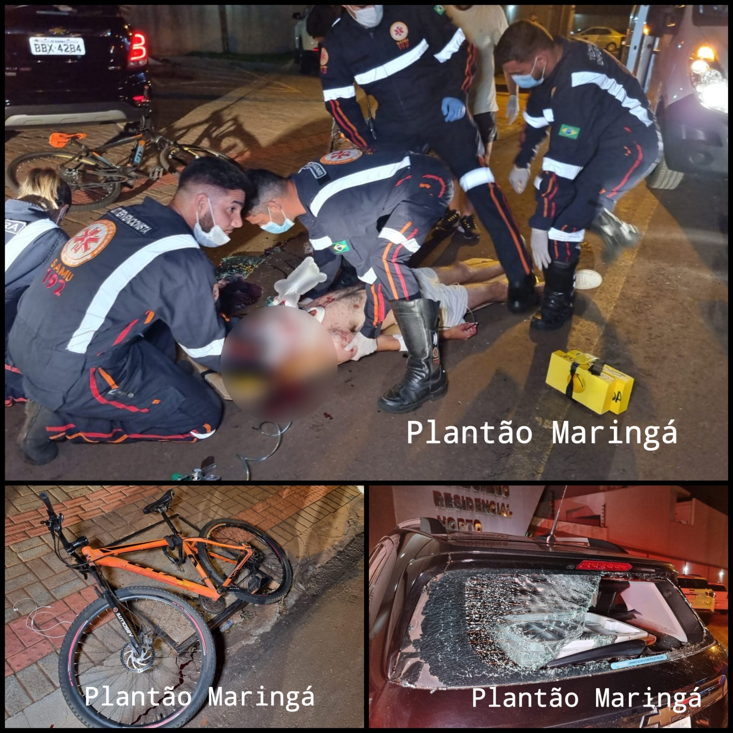 Fotos de Ciclista sofre ferimentos graves após bater na traseira de carro em Maringá