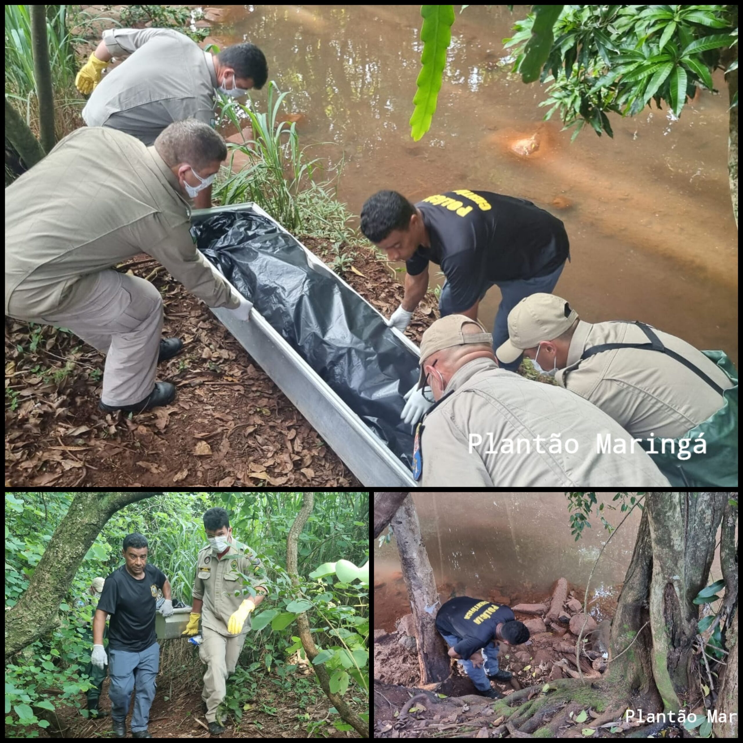 Fotos de Corpo em avançado estado decomposição é encontrado em um córrego em Maringá