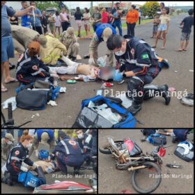 Fotos de Dois motociclistas sofrem ferimentos graves após colisão entre duas motos em Sarandi