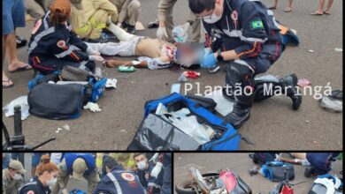 Fotos de Dois motociclistas sofrem ferimentos graves após colisão entre duas motos em Sarandi