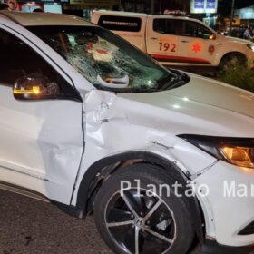 Fotos de Motociclista avança sinal vermelho, bate em carro e é socorrido com ferimentos graves em Maringá 