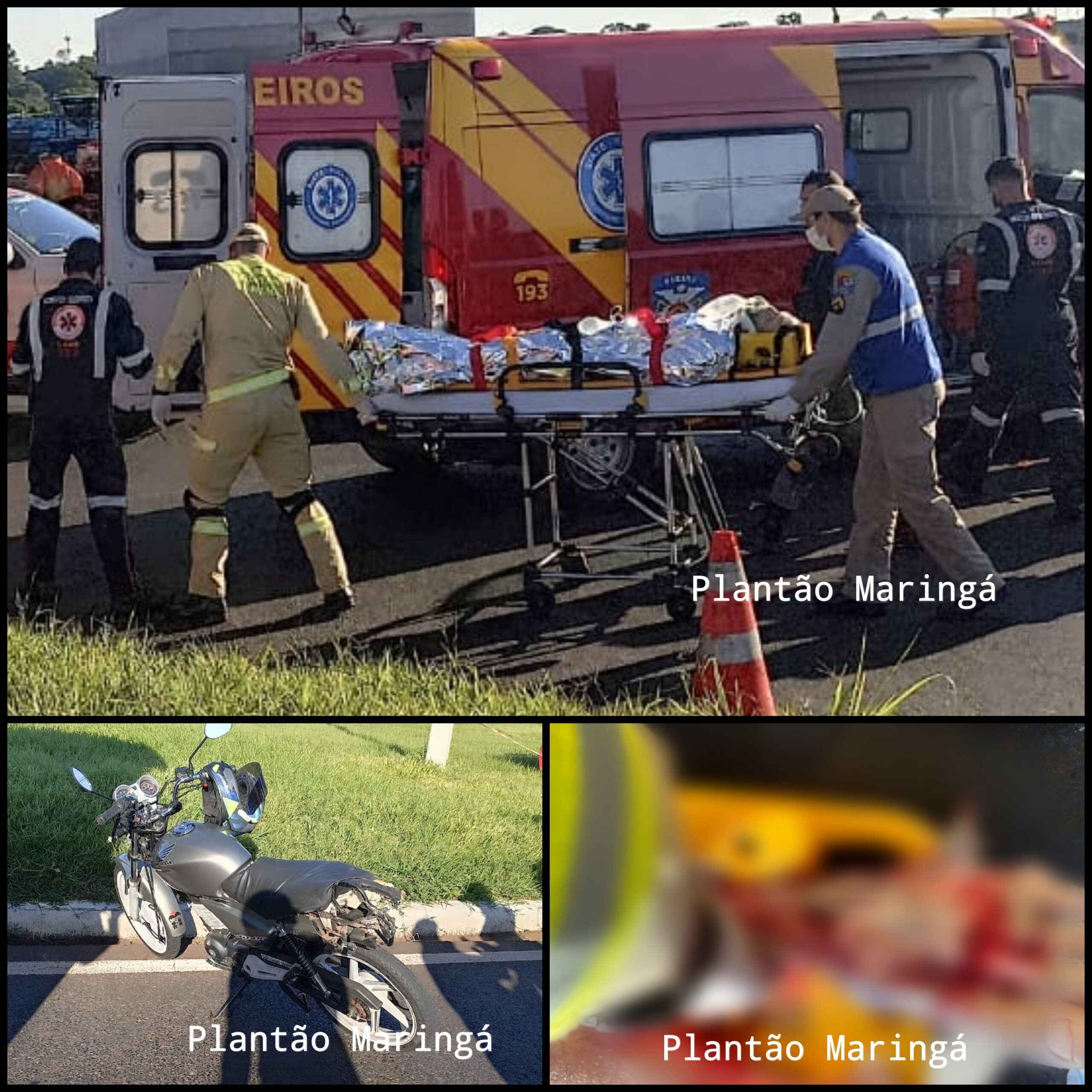 Fotos de Motociclista tem perna esmagada por caminhão durante acidente em Maringá