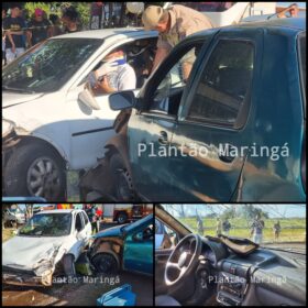Motorista suspeito de estar embriagado invade pista contrária, causa acidente e fere casal em Maringá Foto 1 Fotos de Motorista suspeito de estar embriagado invade pista contrária, causa acidente e fere casal em Maringá