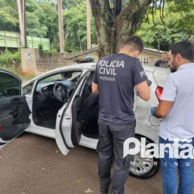 Fotos de Câmera registra policial federal atirando contra veículo de uma quadrilha em Maringá