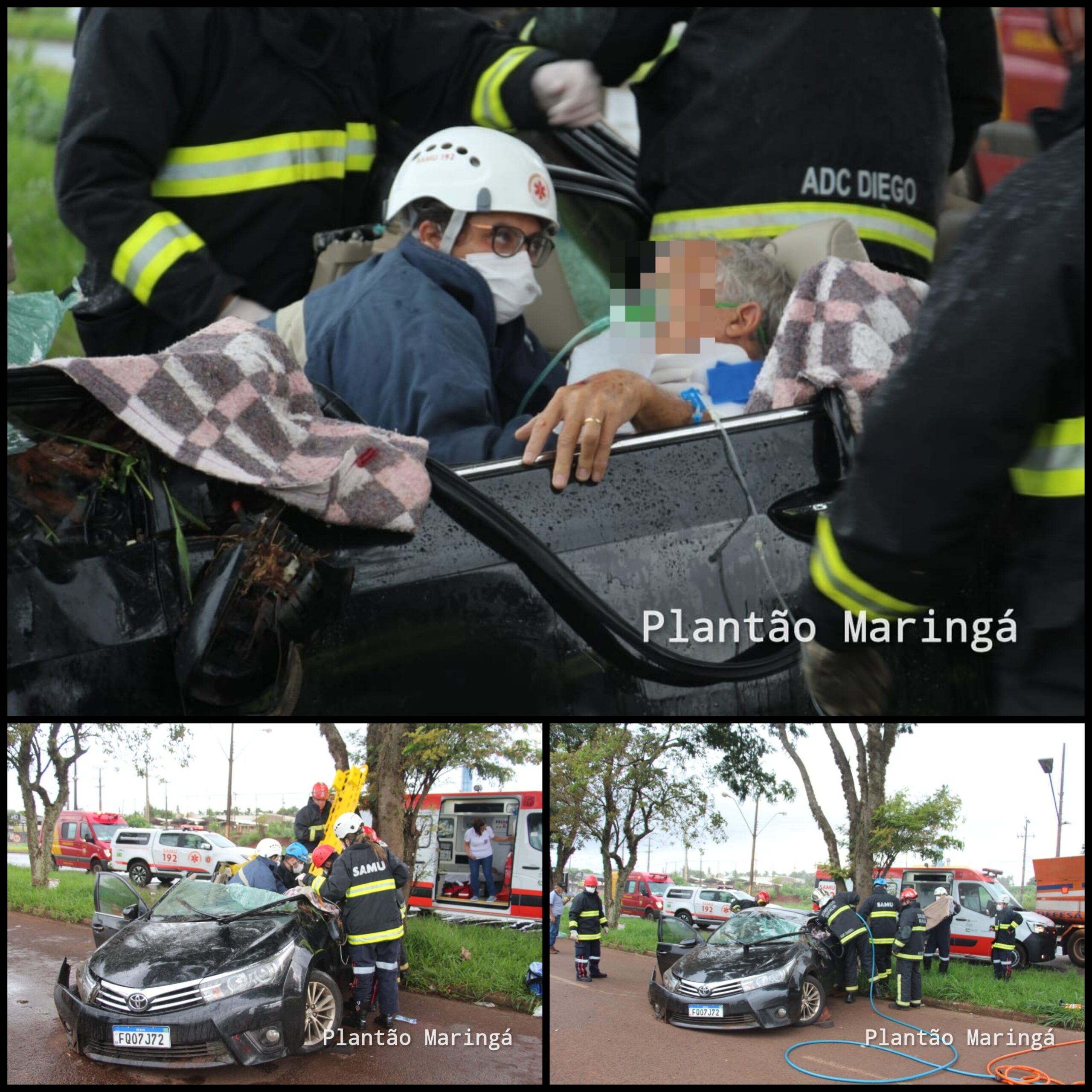 Fotos de Homem é resgatado das ferragens após carro capotar entre Sarandi e Marialva