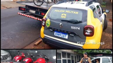 Fotos de Polícia Militar prende dois homens, uma garota de programa e recupera três motos roubadas em Maringá