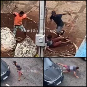 Vídeo mostra jovem sendo agredido e atropelado na praça Raposo Tavares em Maringá Foto 1 Fotos de Vídeo mostra jovem sendo agredido e atropelado na praça Raposo Tavares em Maringá