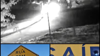 Fotos de Câmera de segurança flagra homem atirando contra placa em bairro de Maringá; veja vídeo