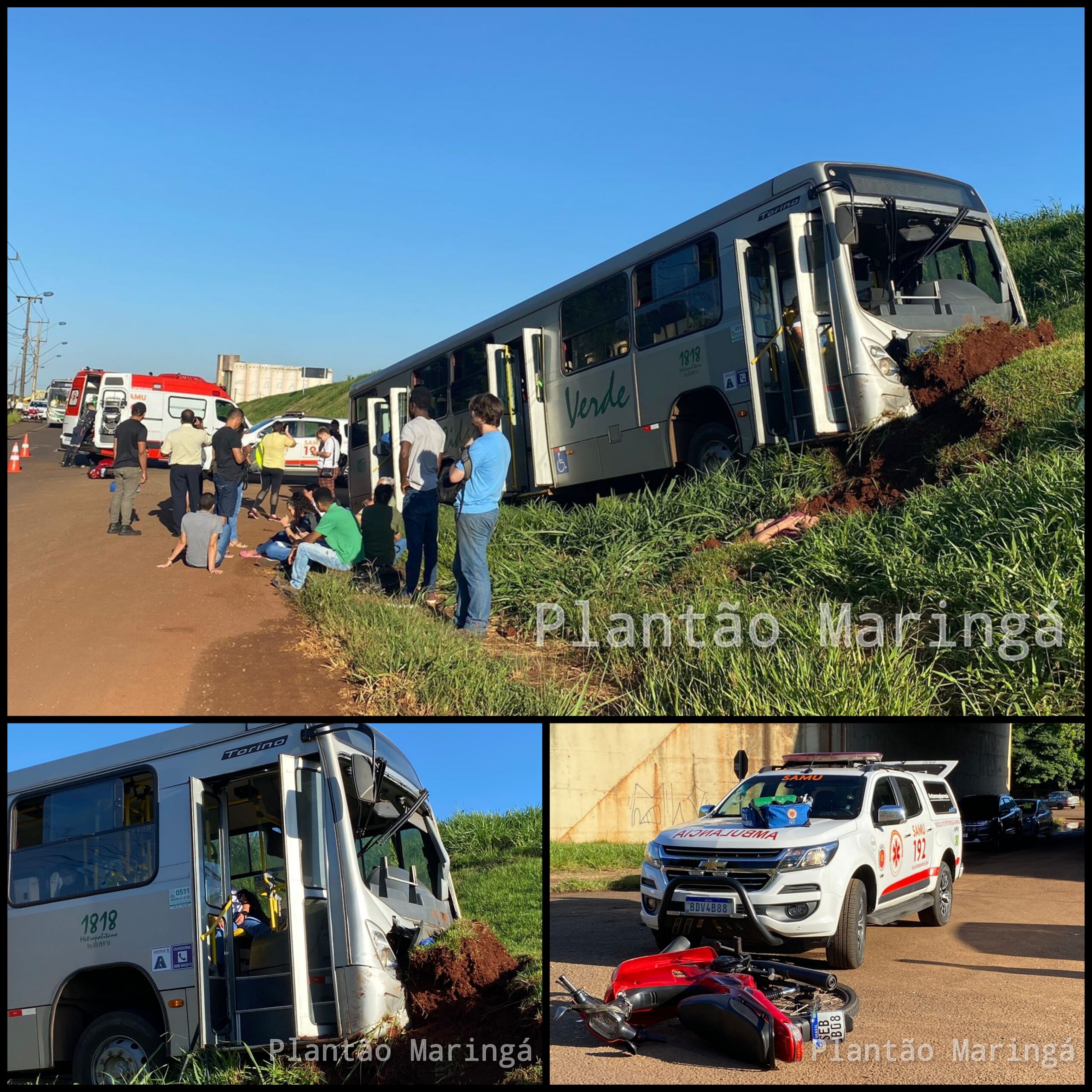 Fotos de Colisão entre ônibus e motoneta deixa mais 24 pessoas feridas entre Maringá e Paiçandu