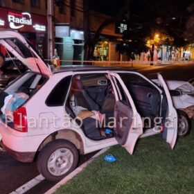 Fotos de Homem com drogas dentro do carro causa grave acidente durante fuga da GCM e deixa duas crianças feridas em Maringá