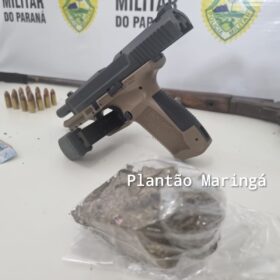 Fotos de Homem com três mandados de prisão em aberto e já condenado a 24 anos de cadeia é preso com drogas e armas em Maringá