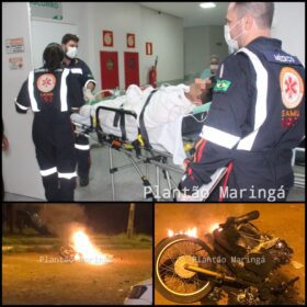 Fotos de Homem é esfaqueado por vigilante noturno e populares queimam moto do suspeito em Maringá