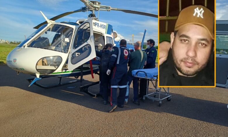 Fotos de Homem é socorrido de helicóptero após ser atingido por 10 golpes de faca