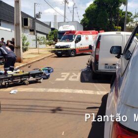 Fotos de Idoso tem perna amputada após acidente entre carro e moto em Maringá; uma mulher também fica ferida