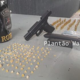 Fotos de Homem é preso com pistola equipada com 'kit rajada' e drogas pela Rotam em Maringá