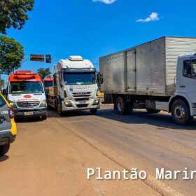 Motociclista bate na traseira de caminhão e sofre ferimentos graves na perna em Maringá Foto 1 Fotos de Motociclista bate na traseira de caminhão e sofre ferimentos graves na perna em Maringá