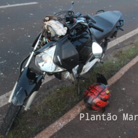 Fotos de Motociclista sofre ferimentos graves após bater e derrubar alambrado em avenida de Maringá 