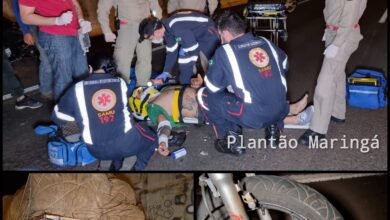 Fotos de Motociclista sofre ferimentos graves após bater na traseira de caminhão em Maringá