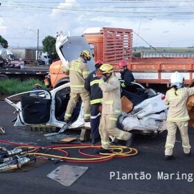 Fotos de Mulher é socorrida com ferimentos após colisão na rodovia BR-376, entre Marialva e Sarandi